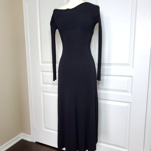Moon River One-Shoulder Sweater Midi Dress Black Size S - Picture 3 of 6
